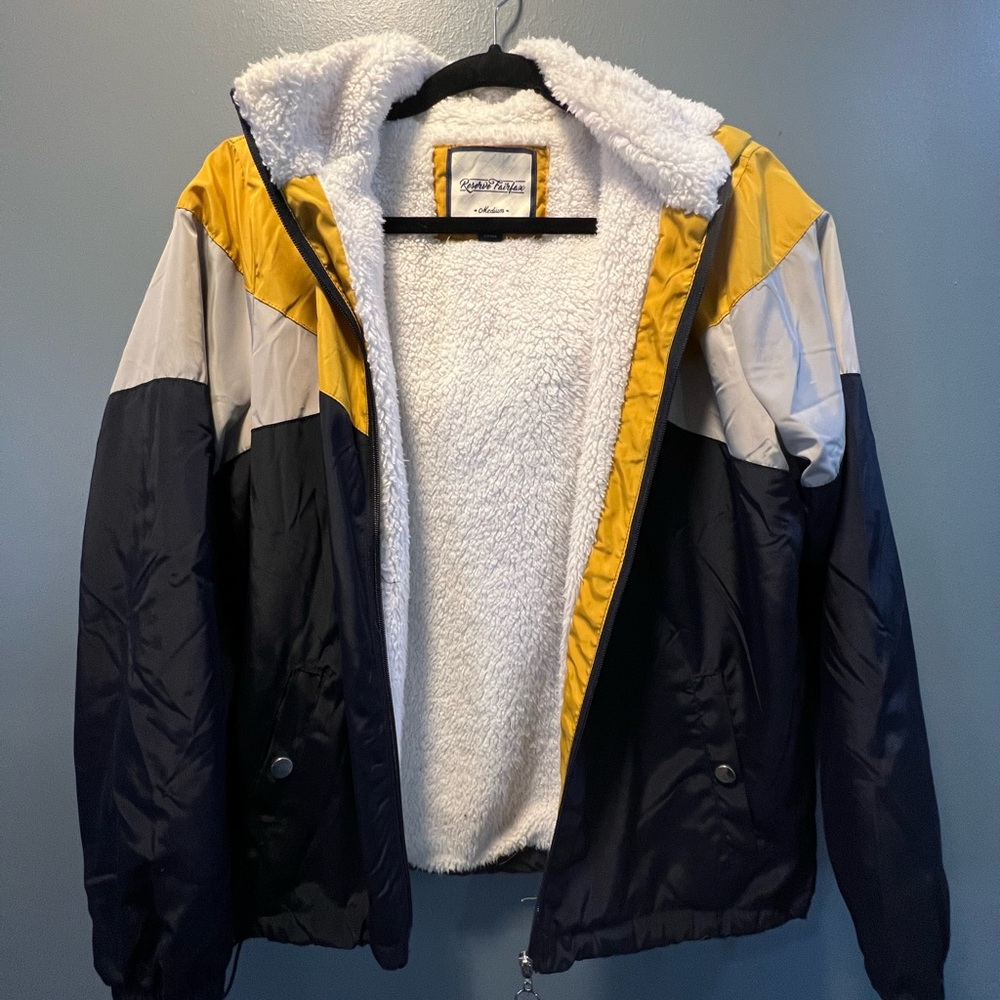 Vintage Windbreaker Jacket - Yellow, White, and Black